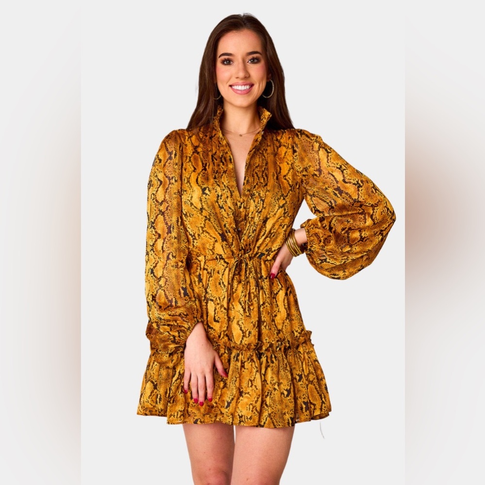 Buddy Love Snake Print Long Sleeve Dress, Size Small